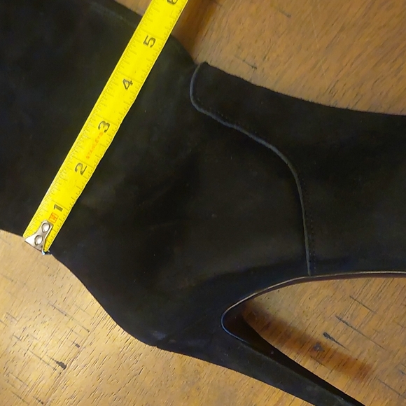 Over-the-knee Black Suede High Heel Boots - Picture 14 of 15